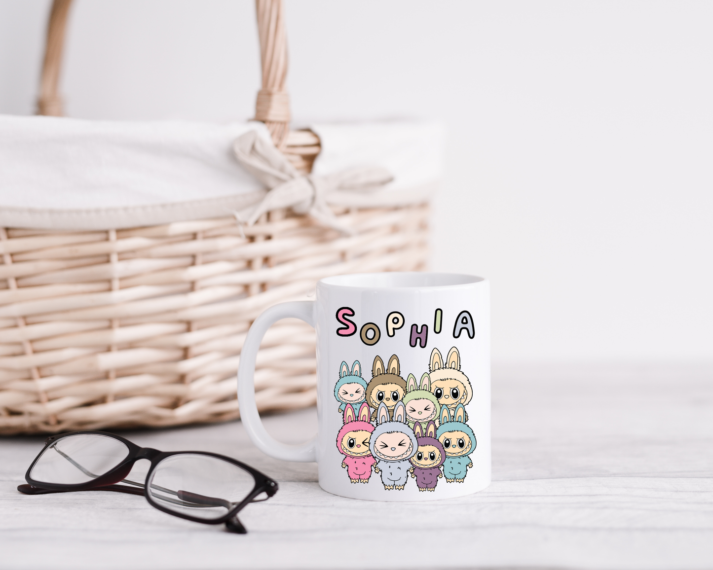 Custom Labubu Pop Mart Mug – Personalized Bunny Character Coffee Mug – Kawaii Gift for Kids, Girls, Fans & Collectors