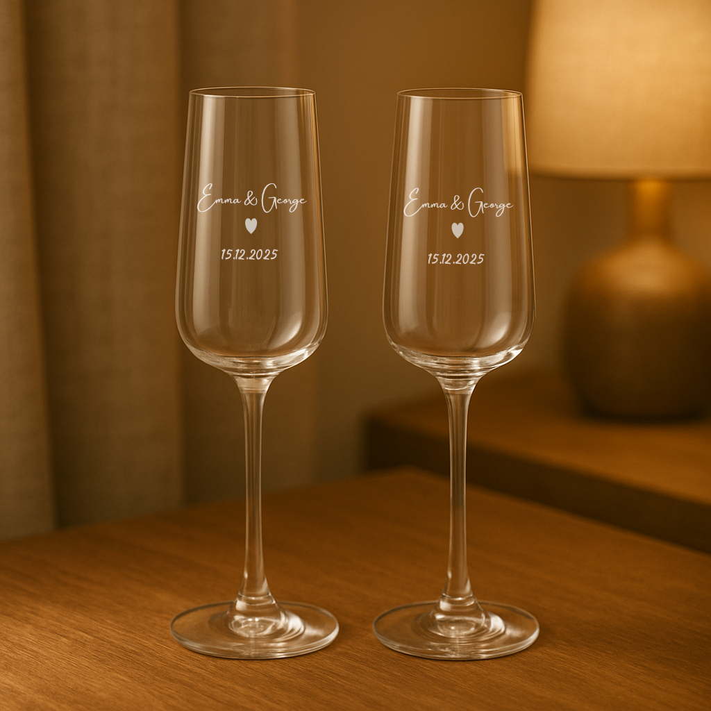 Personalized Engraved Champagne Flute – Custom Wedding Keepsake - Urban.Picks
