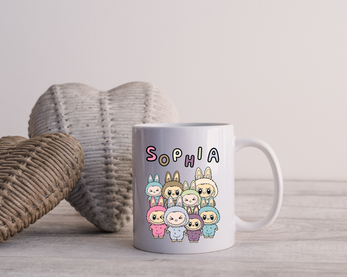 Custom Labubu Pop Mart Mug – Personalized Bunny Character Coffee Mug – Kawaii Gift for Kids, Girls, Fans & Collectors