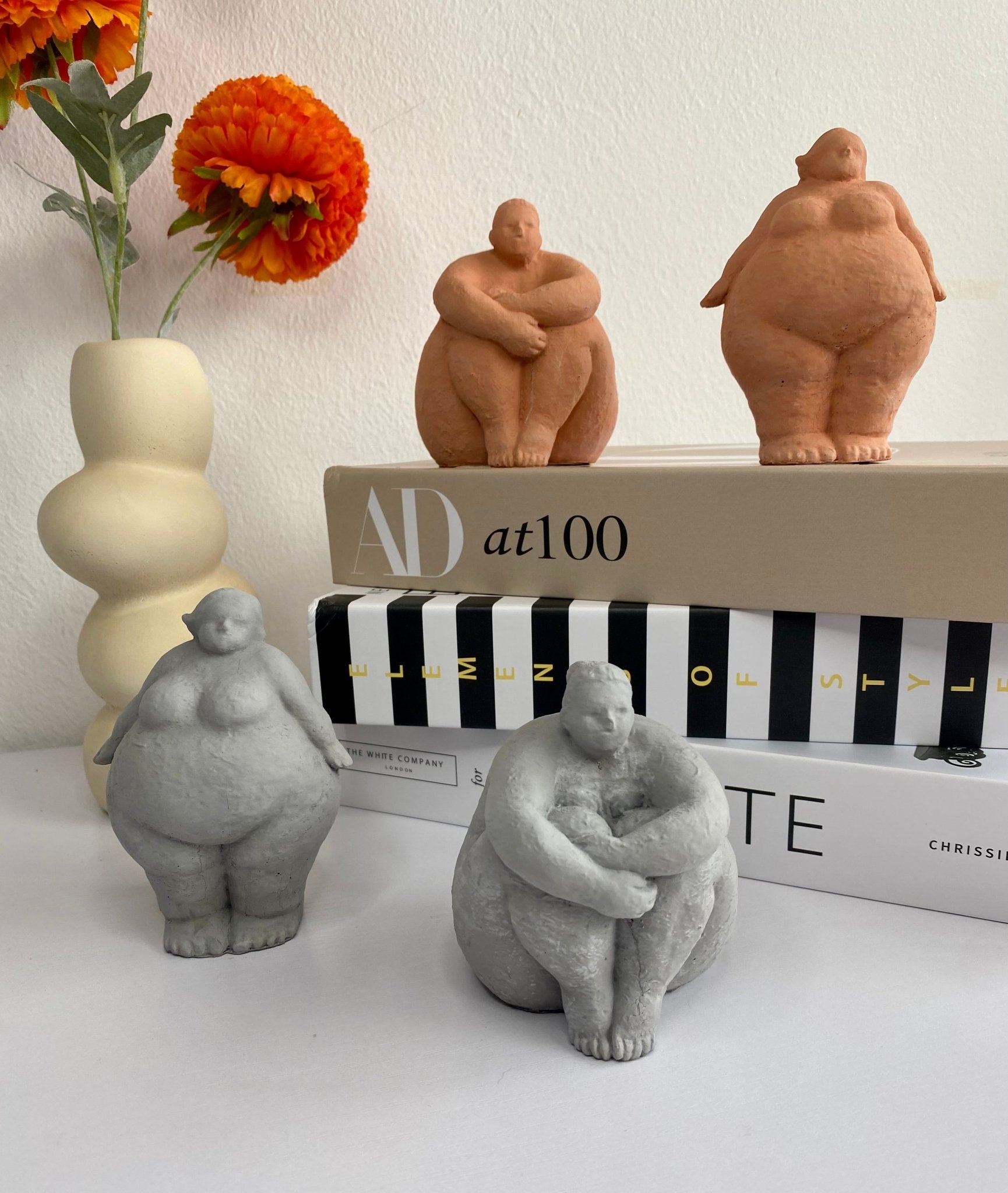 Fat Lady Nordic Creative Woman Statue, Bookend Curvy Girls Figurine, Abstract Concrete Art, Women's Desk Decor, Plus Size Art, Shelf Decor, Modern Desk Accent - Urban.Picks