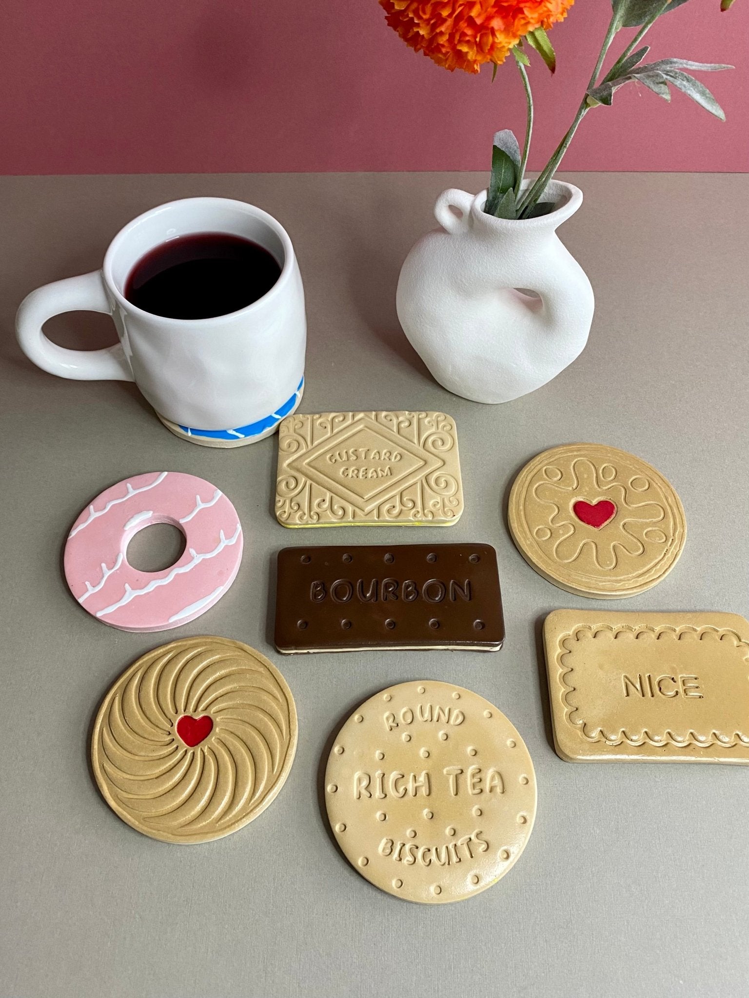 Handmade Biscuit Coasters: British Tea Lover Gift - Urban.Picks