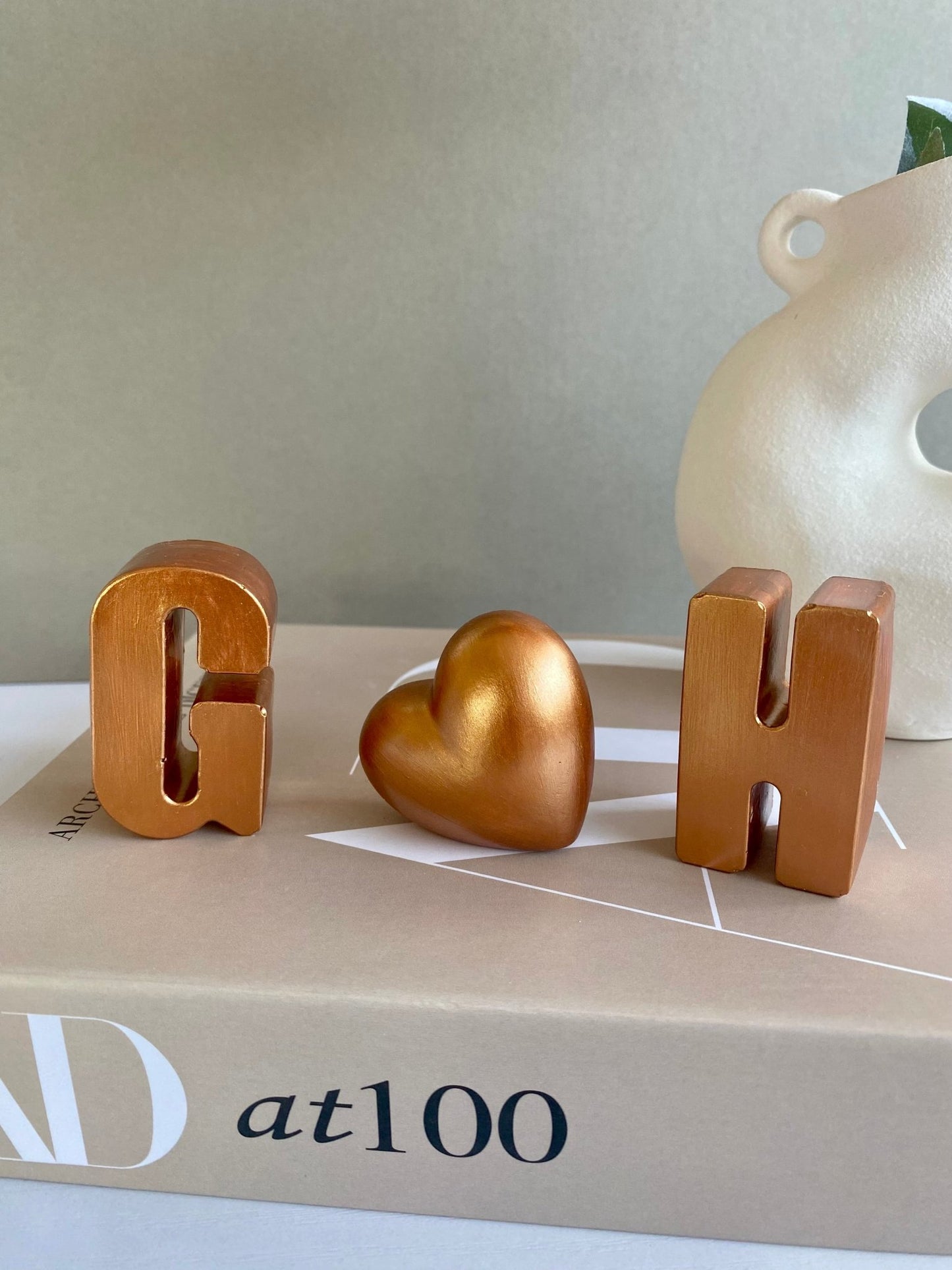 Personalized Copper Concrete Letters with Heart – 7th Anniversary Gift - Urban.Picks