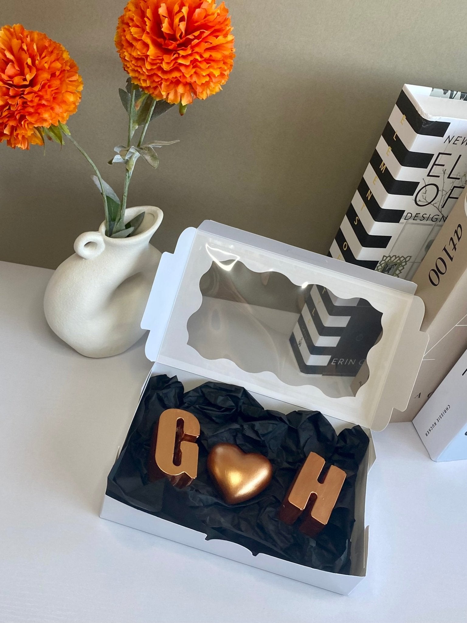 Personalized Copper Concrete Letters with Heart – 7th Anniversary Gift - Urban.Picks