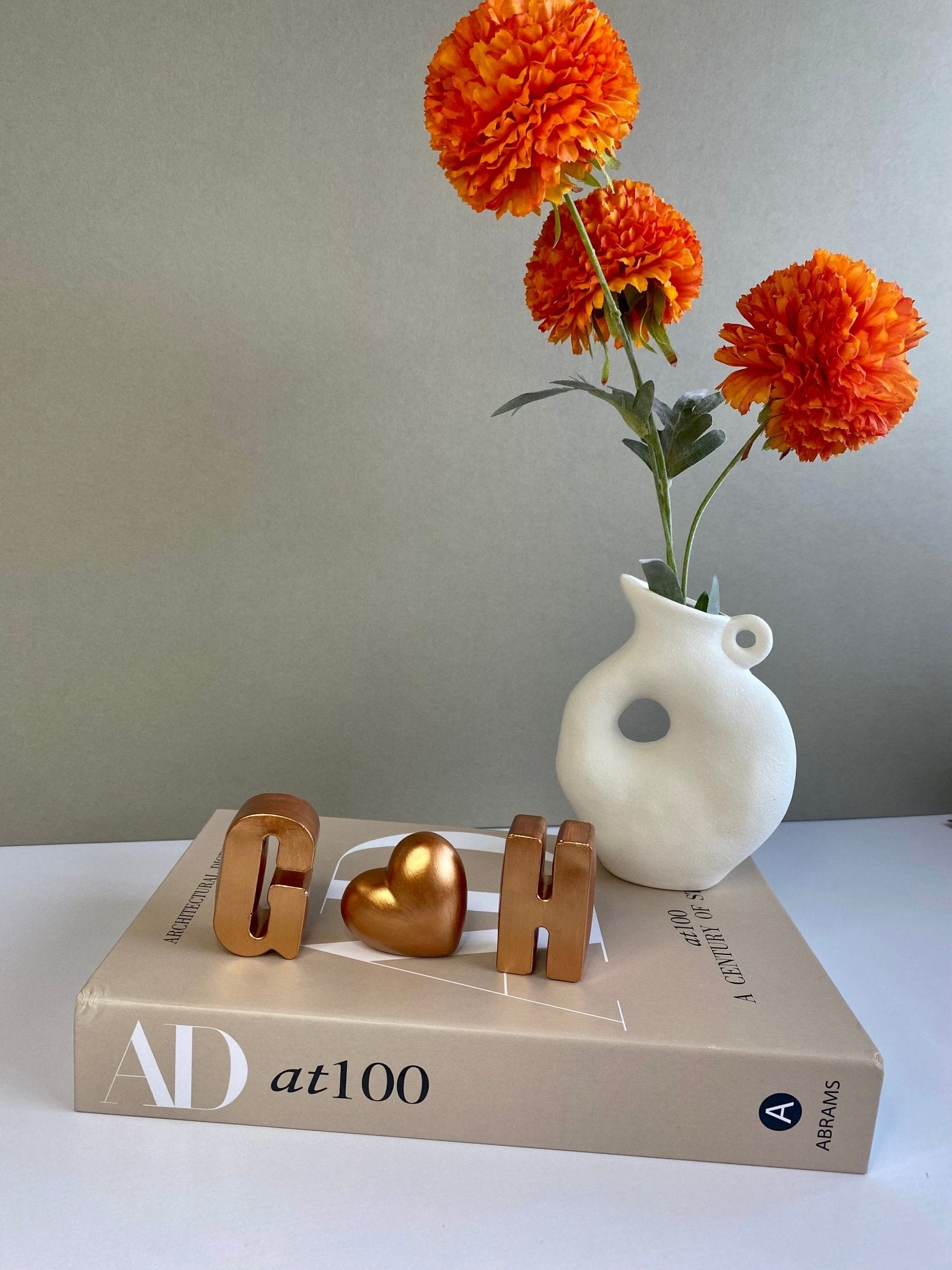 Personalized Copper Concrete Letters with Heart – 7th Anniversary Gift - Urban.Picks