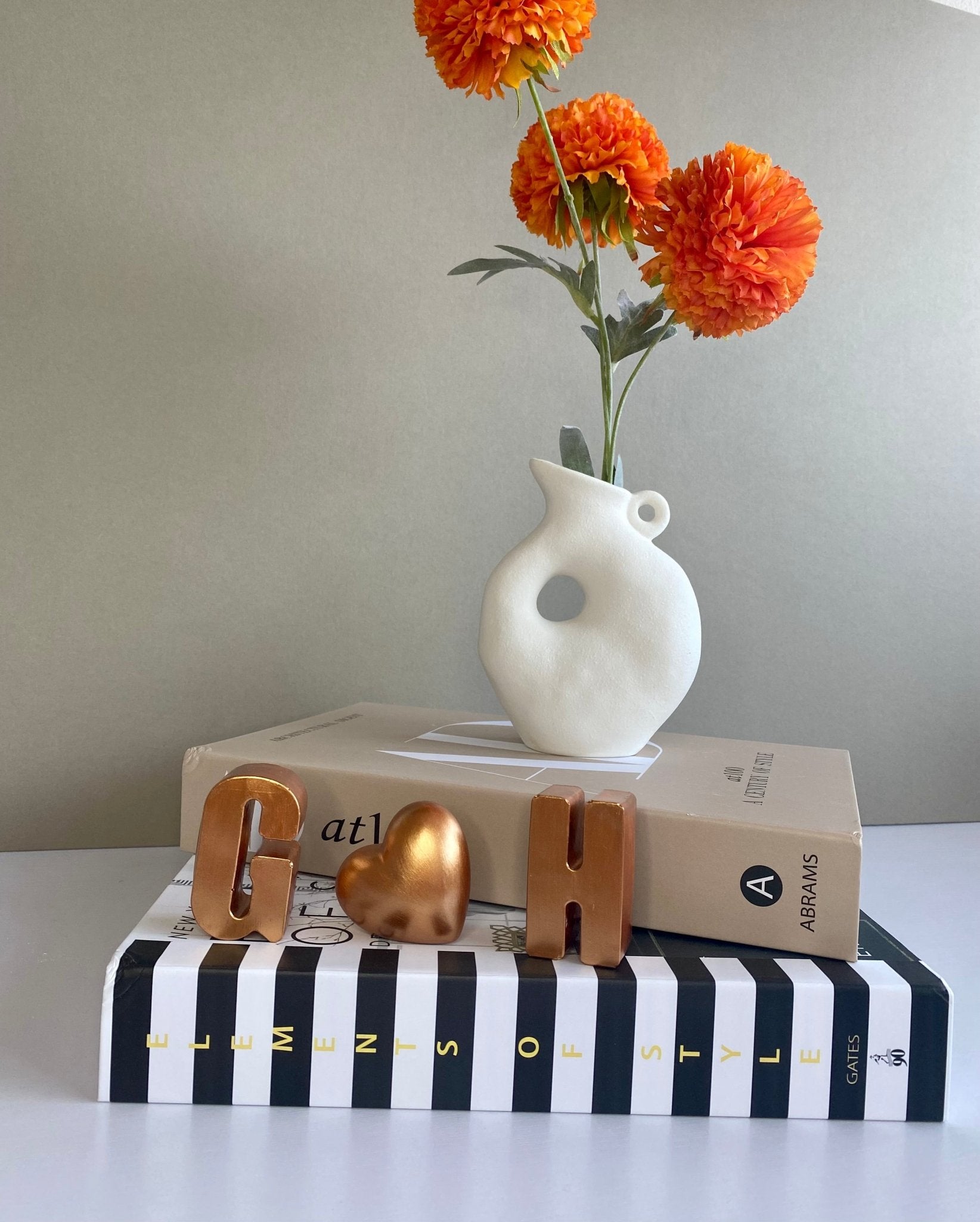 Personalized Copper Concrete Letters with Heart – 7th Anniversary Gift - Urban.Picks