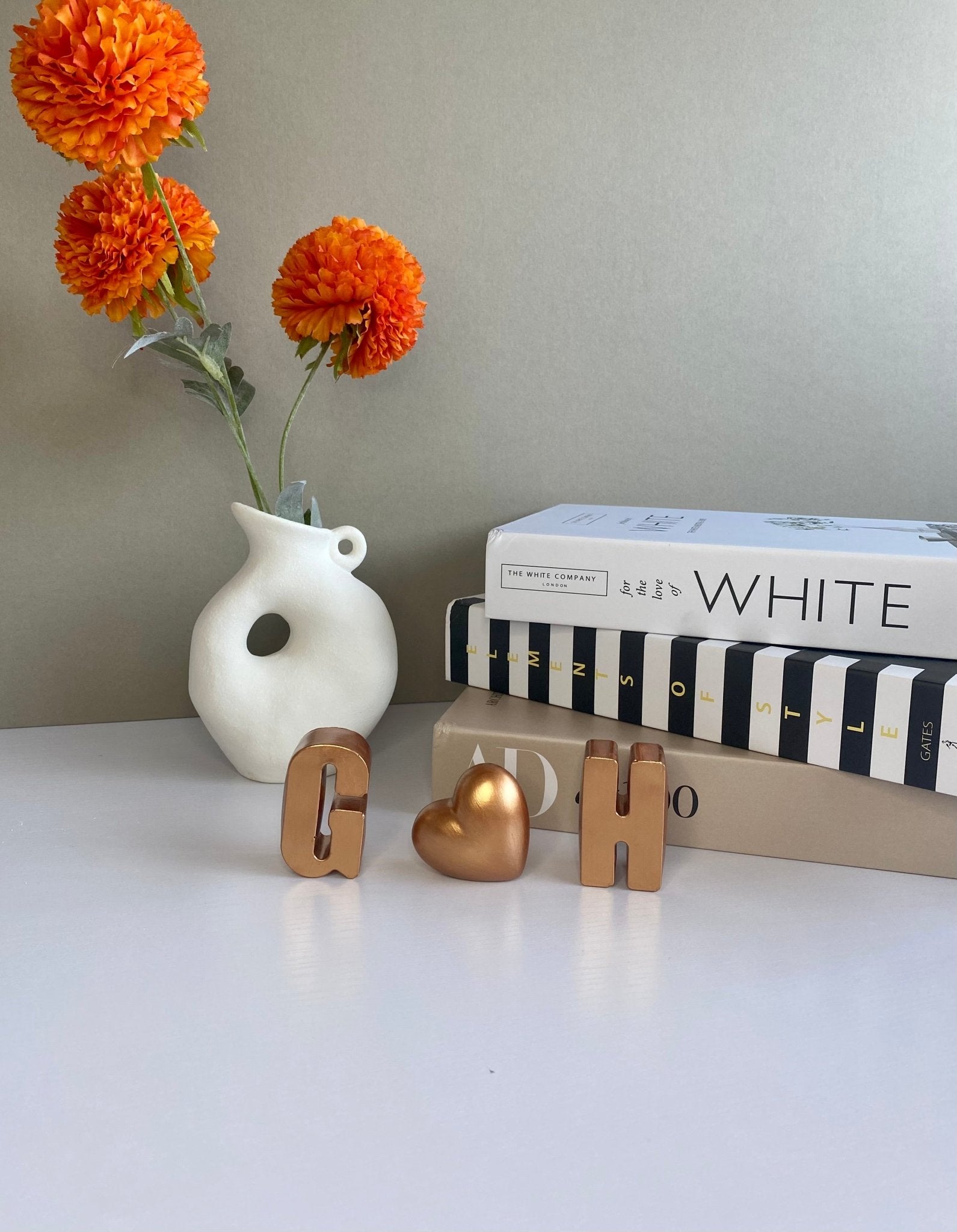 Personalized Copper Concrete Letters with Heart – 7th Anniversary Gift - Urban.Picks