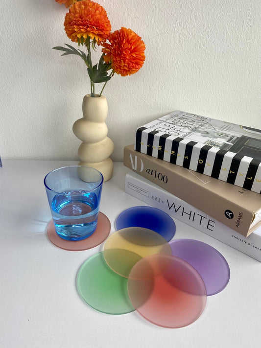 Round Aura Gradient Coaster Set – Colorful Palette Drink Coasters, Modern Home Decor, Housewarming Gift, New Home Gift, Gift for Her & Him - Urban.Picks